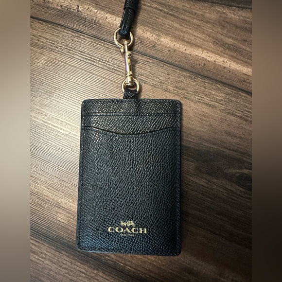 Coach Black Leather ID Badge Lanyard - Picture 2 of 3